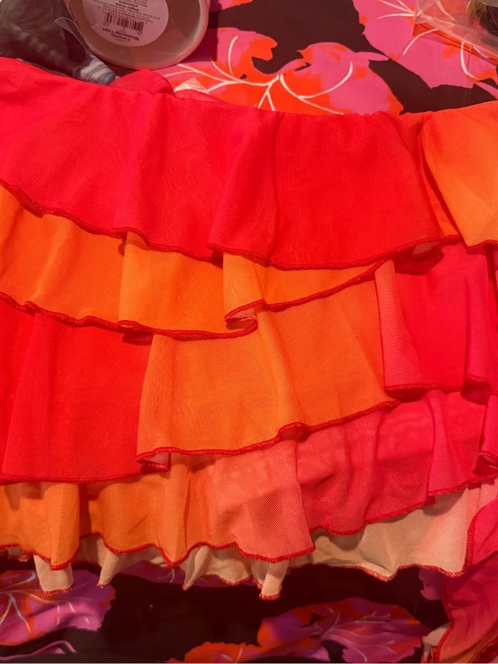 Hot Pink & Orange Ruffle Halter Two-Piece Set